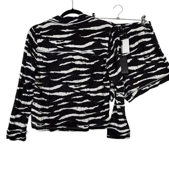 NEW! Rails Eva Pajama Set Black Watercolor Tiger Stripes Shorts Oversized XS - Picture 5 of 11
